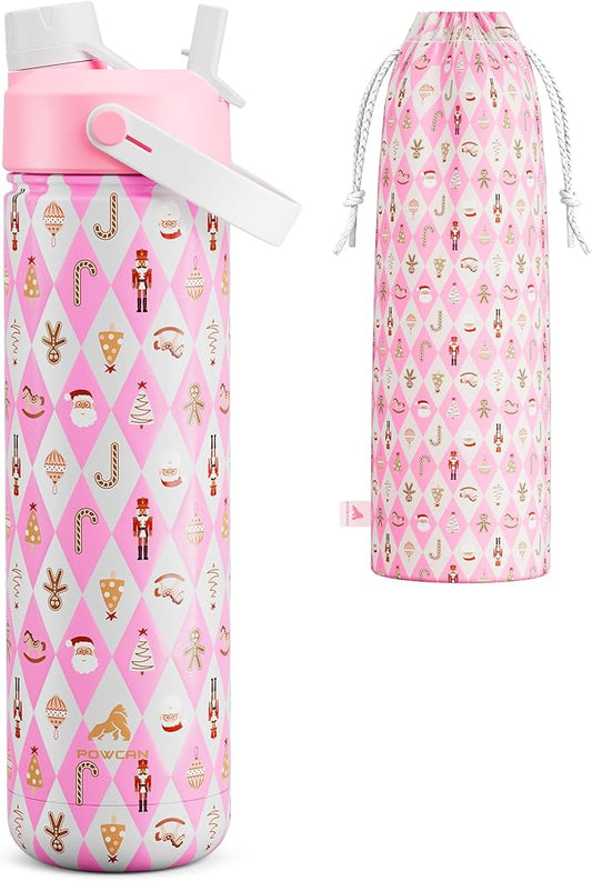 26 oz Christmas Insulated Water Bottle with 2-in-1 Straw and Spout Lid, Keep Cold 24H, Leak-Proof, Fits in Car Cup Holder, Stainless Steel Water Bottle for Gift, Trip, Home (Christmas Classics Parade)