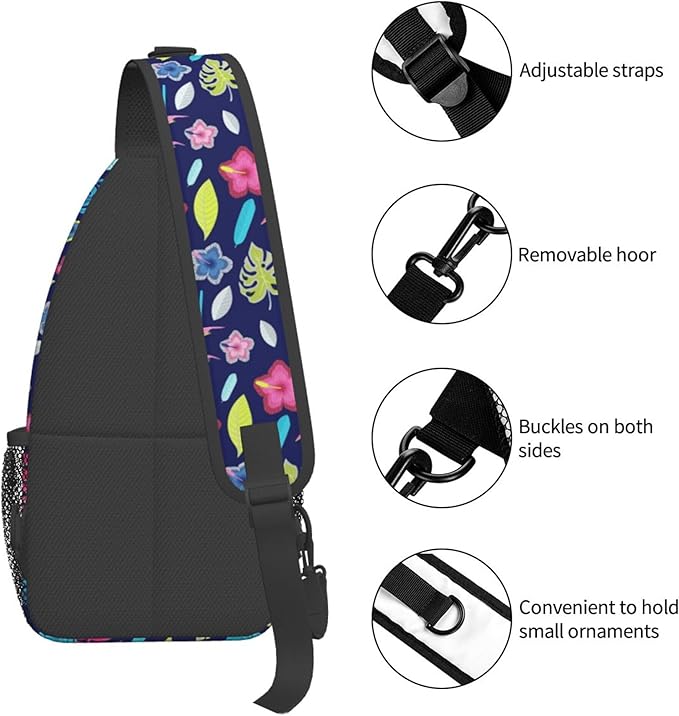 Hawaii Tropical Palm Sling Backpack Crossbody Bag Casual Chest Bags Travel Hiking Daypack Shoulder Bag for Women Men