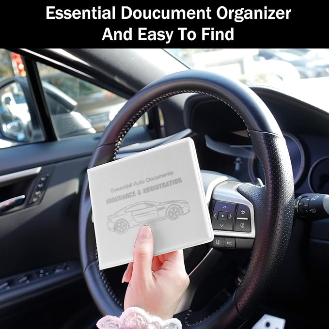 UYYE Car Registration & Insurance Card Holder, 2-Pack - White, Waterproof, 4-Compartment, Unisex-Adults Car Organizer