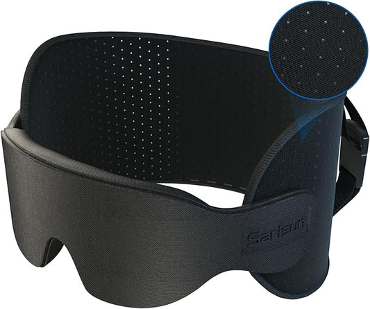 Travel Pillow for Airplanes, Ultra-Thin Breathable Airplane Pillow Alternative, Airplane Head Strap with 3D Sleep Eye Mask, 360° Support for Long Flight, Work for Seats with Headrest, Black