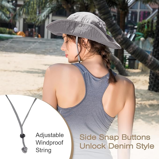 Bucket Hat Wide Brim UV Protection Sun Hat Boonie Hats Fishing Hiking Safari Outdoor Hats for Men and Women