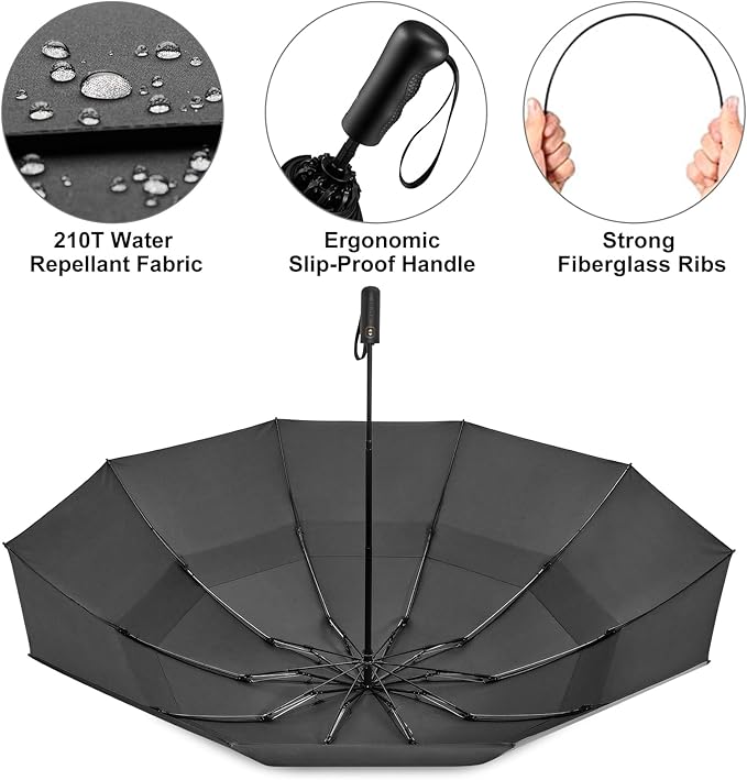 G4Free 42/46/54/62 Inch Large Golf Umbrella Compact Reverse Travel Umbrella 10 Ribs Windproof for Rain Double Canopy Automatic Open Close