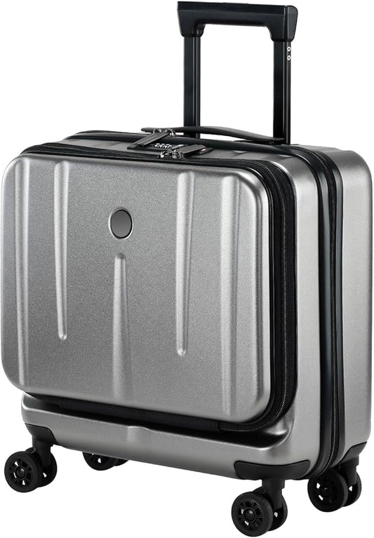 16 Inch Carry On Luggage with 2 Compartments for 14” & 15” Laptop, 16.14*8*17.12” Rolling Briefcase, Lightweight Hardshell ABS+PC Suitcase with Spinner Silent Wheels, for Business Trip, Dark Gray