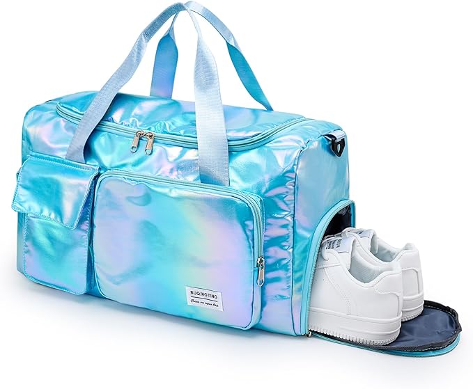 Small Gym Bag for Women, Travel Duffle Bag Carry On Weekender Bag with Shoe Compartment