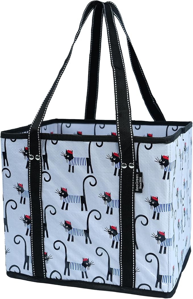 BeeGreen Large Waterproof Reusable Bags Christmas Heavy Duty Shopping Tote for Groceries Pool Gift with Webbing Handles