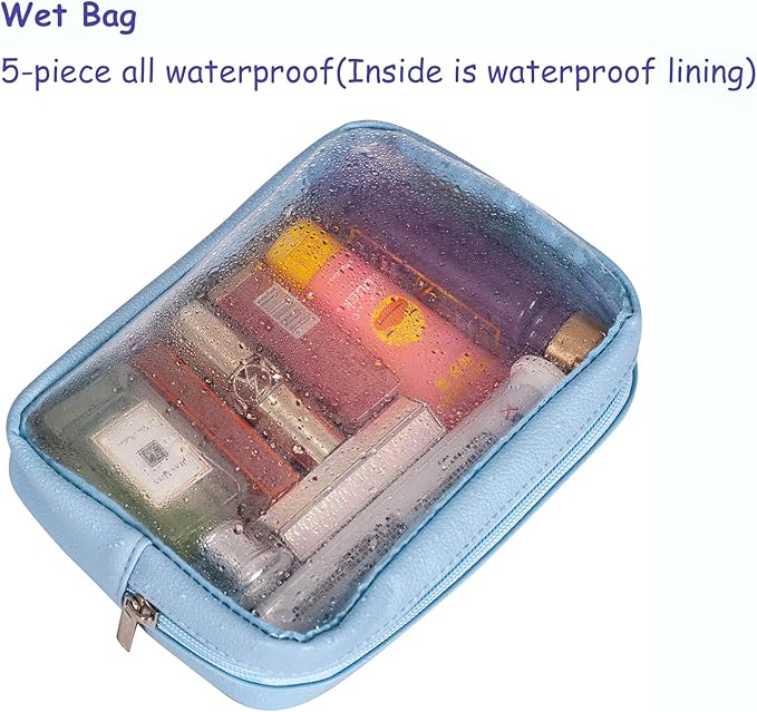 TSA Approved 5-Piece Diaper Bag Organizer Pouch Set Clear Waterproof TPU Kids Toiletry Storage Set Travel Packing Clutch Cube Bags for Baby Nursing