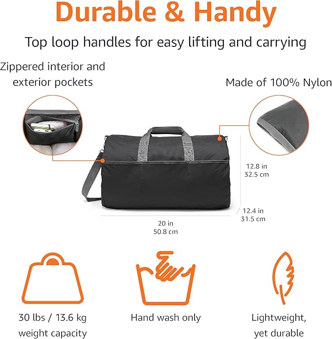 Amazon Essentials-duffel bag lightweighted 20 inches black