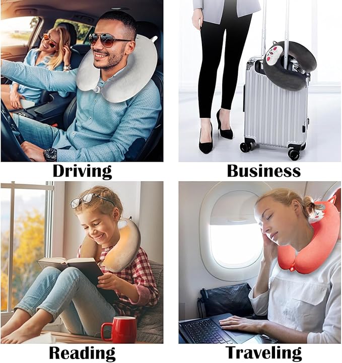 Cute Travel Pillow with Sleep Eye Mask Cartoon Headrest & Neck Pillow for Kids Boys & Girls, Teens, Travel Accessories for Airplane, Car, Recline, Home Use Memory Foam Flight - Cute Yellow Corgi