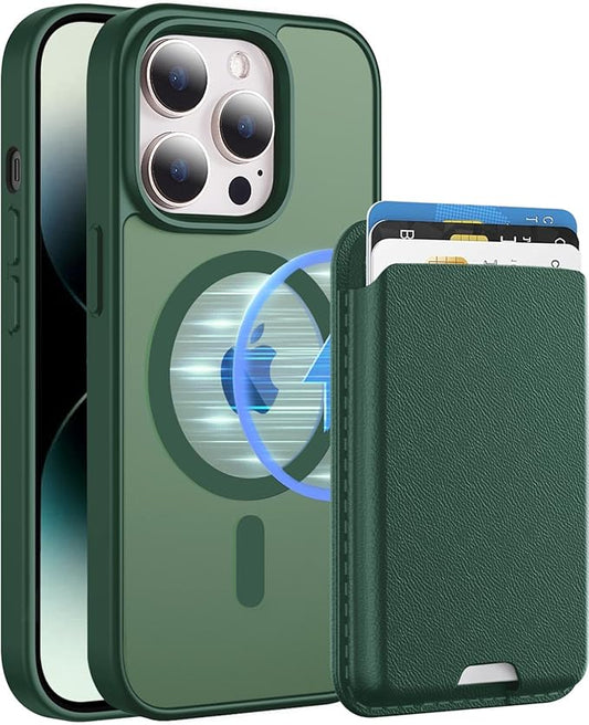 Ntwinro Magnetic for iPhone 13 Pro Case (Compatible with MagSafe) with Detachable Wallet & Card Holder for 3 Cards [RFID Blocking] Military Grade Protective Slim Phone Cover, Green