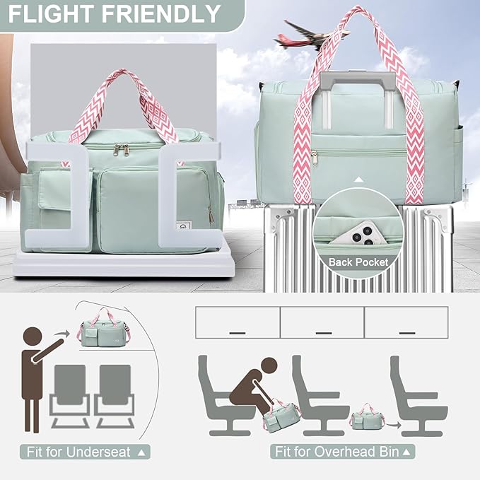 Small Gym Bag for Women, Travel Duffle Bag Carry On Weekender Bag with Shoe Compartment