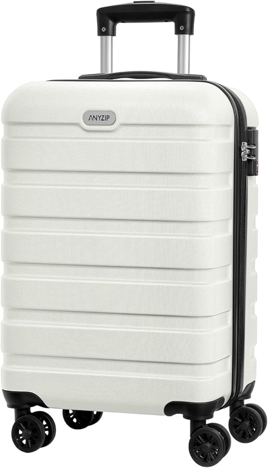 AnyZip Luggage PC ABS Hardside Lightweight Suitcase with 4 Universal Wheels TSA Lock Carry-On 20 Inch White