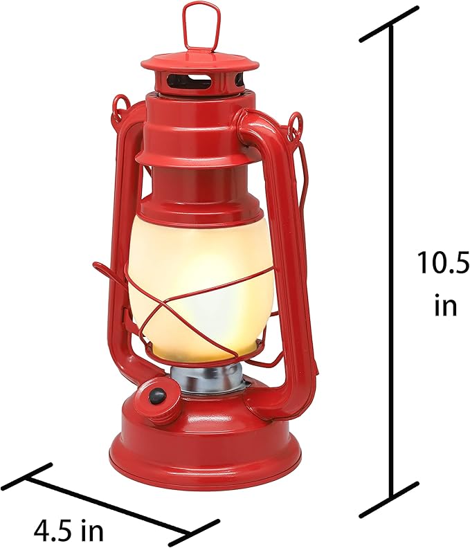 YAKii LED Vintage Flame Lantern Metal Outdoor Hanging Lantern with Dancing Flame Battery Operated Halloween Outdoor Indoor Decoration(Red Pack of 2)