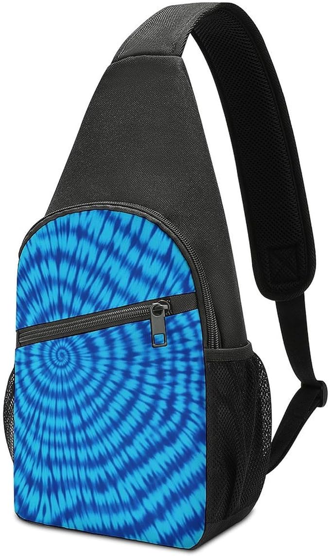 SWEET TANG Womens Fashion Gym Bags Anti Theft Crossbody Shoulder Chest Bag with Small Pocket, Multipurpose Daypack Bag for Cycling Traveling Hiking, Trippy Blue Tie Dye