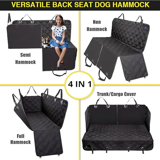 Meadowlark Dog Car Seat Cover with Mesh Window, Heavy-Duty Pet Seat Cover for Back Seat, Extra Padded Non-Slip Dog Hammock, Water-Resistant Back Seat Protector for Cars Trucks and SUVs (54" W x 58" L)