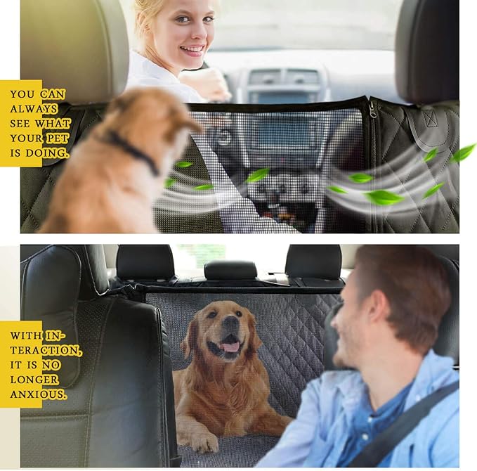 Vailge X-Large Dog Car Hammock, 100% Waterproof with Mesh Window, Scratch Prevent Anti-Slip Car Seat Covers for Back Seat