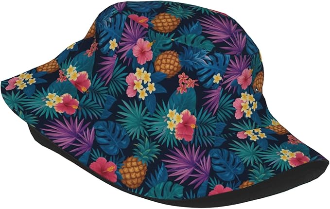 Unicorn and Pink Flower Fisherman Hat Summer Foldable UV Protection Sun Hat