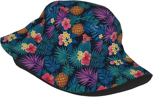 Unicorn and Pink Flower Fisherman Hat Summer Foldable UV Protection Sun Hat