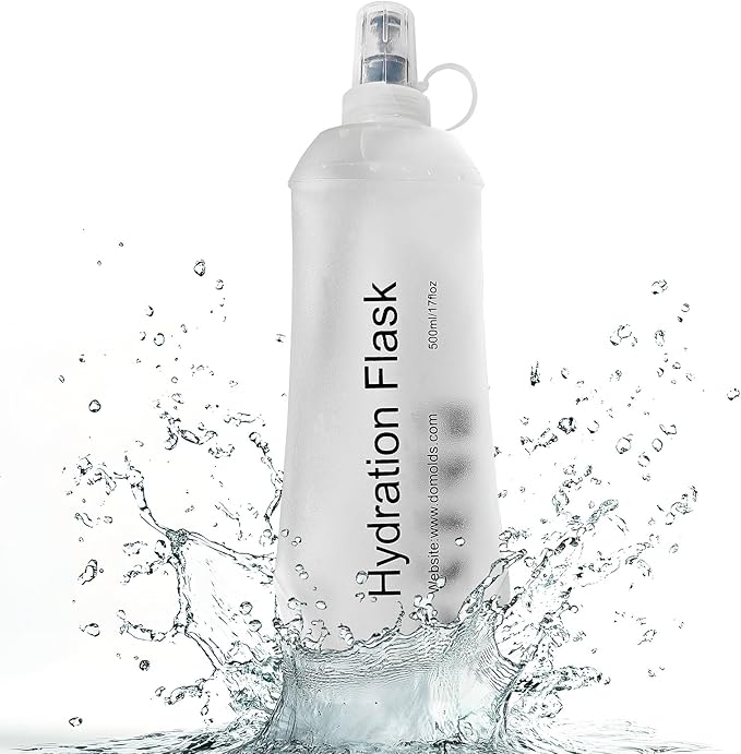 FR 500ml Soft Flask, Collapsible Soft Water Bottle for Hydration Packs - Running & Hiking Folding Water Bottle （White）