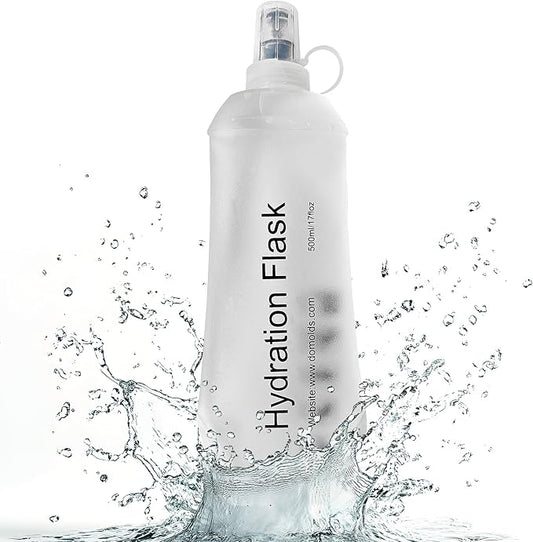 FR 500ml Soft Flask, Collapsible Soft Water Bottle for Hydration Packs - Running & Hiking Folding Water Bottle （White）