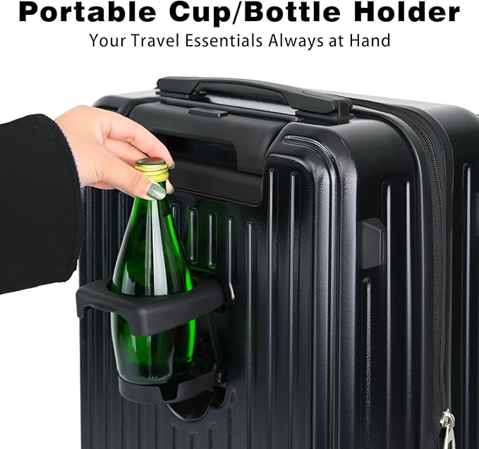 20 inch Carry on Luggage 22x14x9 Airline Approved, Hard Shell Carry on Suitcases with Wheels, Top-open Design Luggage with Spinner wheels, Expandable Suitcase with Bottle/Cup Holder and Side Hooker.