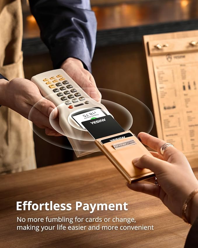 YESIIW Credit Card Holder Wallet for Men RFID Blocking Slim Minimalist Metal Wallet with Money Pocket Contactless Card Protector