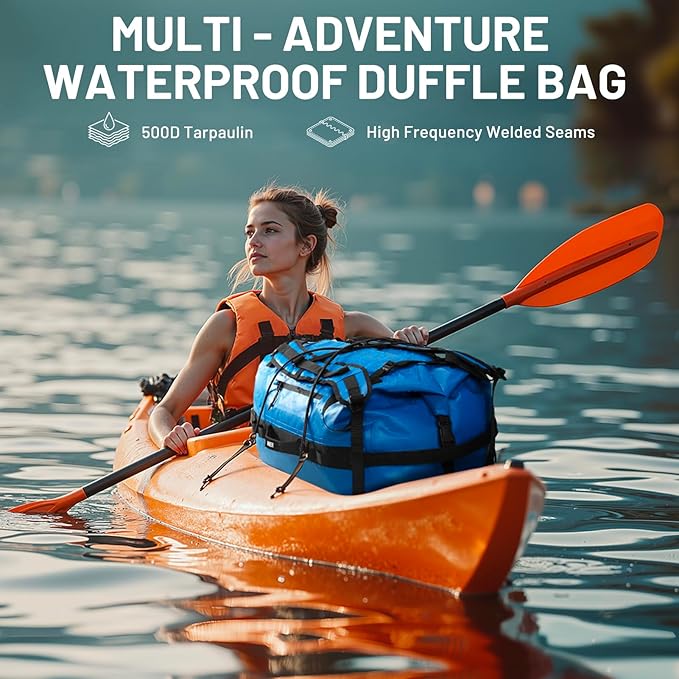 MIER Large Waterproof Duffel Bag Rolltop Dry Backpack Duffle Bags for Kayaking, Rafting, Boating, Swimming, Camping, Travel, Gym, Beach, 60L/80L