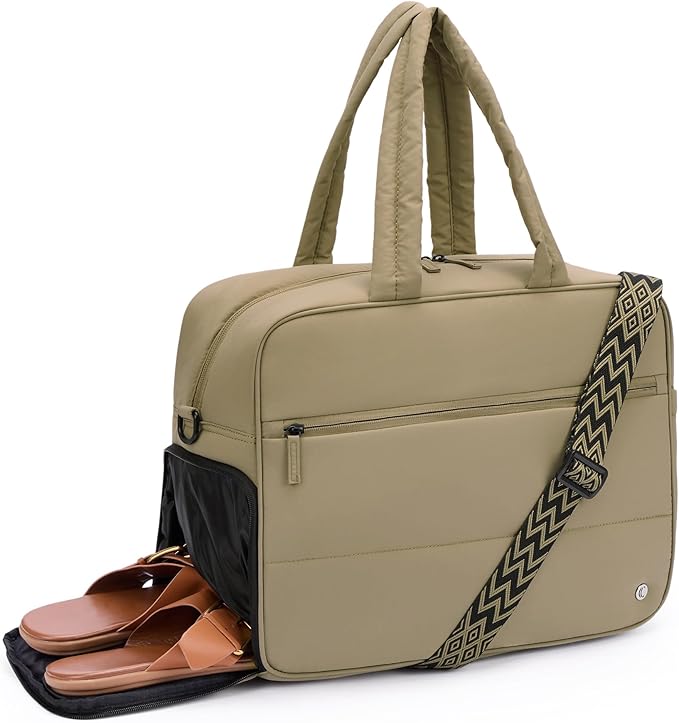 CLUCI Weekender Travel Bag for Women Puffer Tote Bag Carry On Duffle Overnight Bags with Shoe Compartment