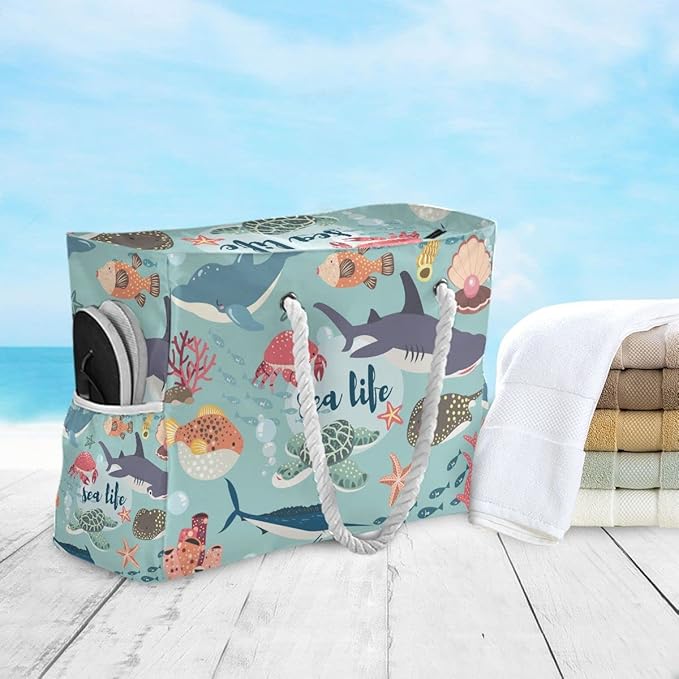 senya Large Beach Shoulder Bags Canvas Tote Water Resistant for Gym Travel Daily