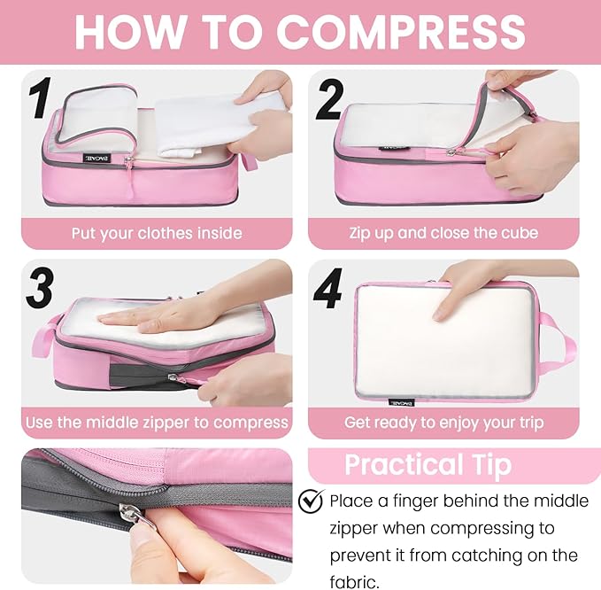 BAGAIL 6 Set Ultralight Compression Packing Cubes Packing Organizer for Travel Accessories Luggage Suitcase Backpack