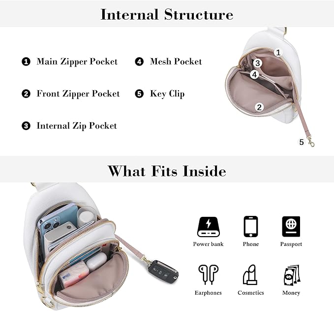 INICAT Crossbody Sling Bags Fanny Packs Valentine's Day Gifts Vegan Leather Travel Vacation Essentials Purses Women
