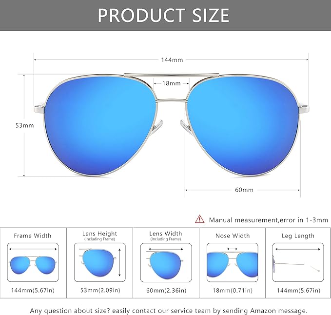 SUNGAIT Women's Lightweight Oversized Aviator Sunglasses - Classic Style Polarized Lens