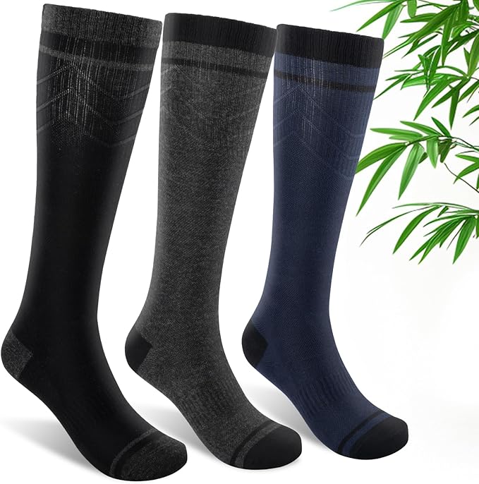 SONORAN Bamboo Viscose Compression Socks for Women & Men (3 Pairs) 15-20 mmHg Knee High Support for Nurses, Travel, Pregnant