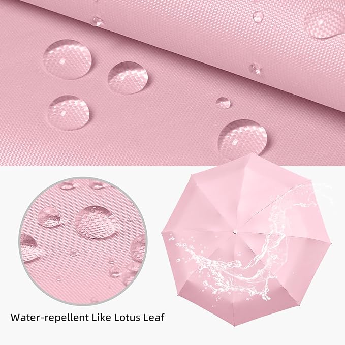 Travel Mini Compact Folding Umbrella with Case - UV Sun & Rain Protection, Lightweight Portable Pocket Umbrella for Women Men Kids, Fits Purse Backpack
