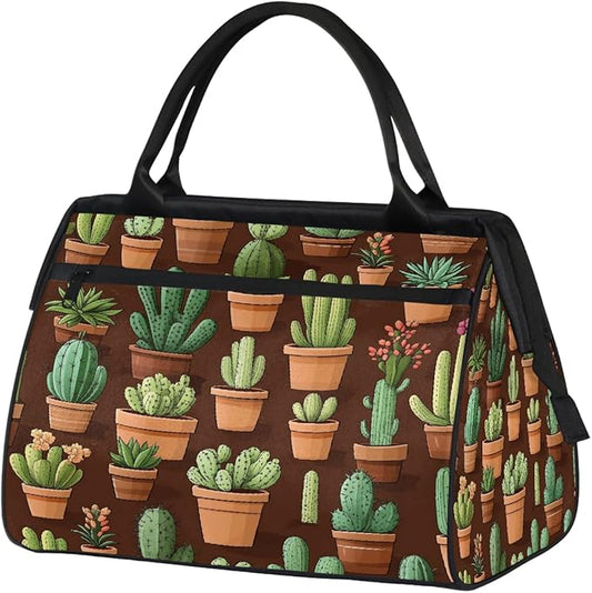 Travel Duffel Bag Cactus Waterproof Sports Duffel Bags Lightweight Large Capacity Weekender Carry On Gym Bag for Women Men