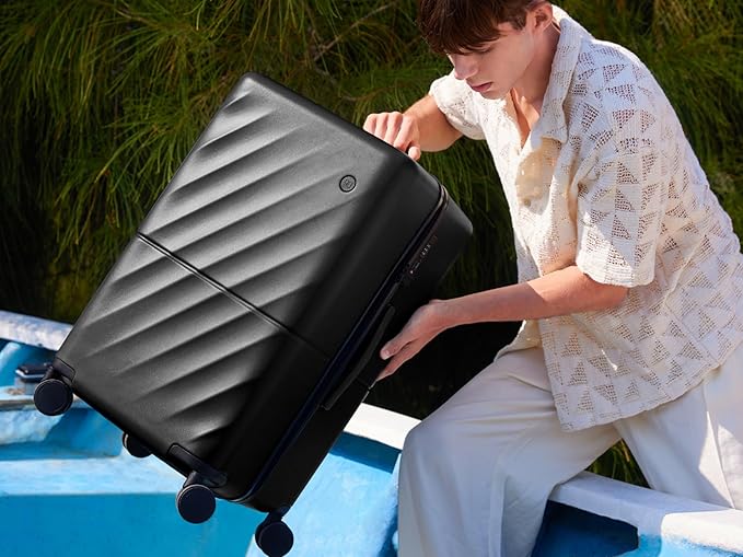 NINETYGO Trunk Luggage 22 Inch, Small Checked Luggage with Double Spinner Wheels, Anti-Burst Zipper, Hard Case PC Suitcase, Lightweight Travel Luggage, TSA Approved (Slate Grey, Hudson)