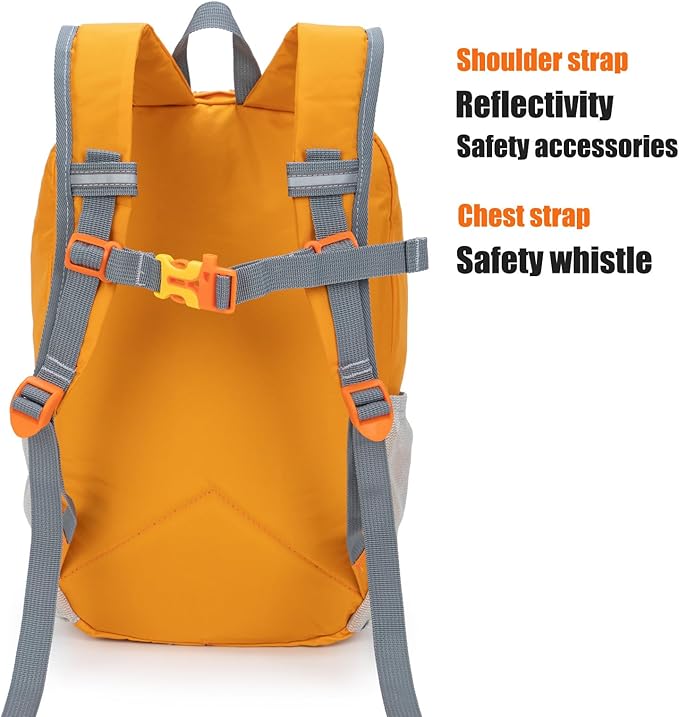 IVYGREEN Little Kids Hiking Backpack for Boys or Girls, Small Daypack for Camping or Travel (Orange, Medium)