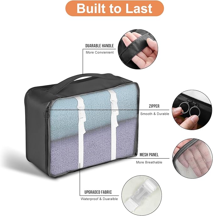 8 Set Packing Cubes for Suitcase, Packing Cubes for Carry on Suitcases, Luggage Organizer for Travel Essentials, Large Mesh Luggage Bag for Suitcases