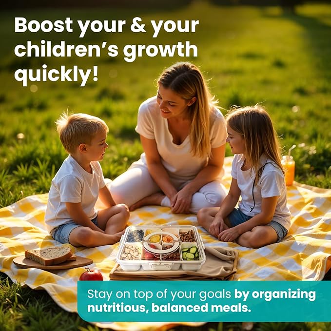 Dishwasher Safe Snackle Box Container 8 Compartments - Divided Serving Tray with Lid and Handle - Portable Snack Box BPA Free - Premium PCTG Plastic Snack Tray