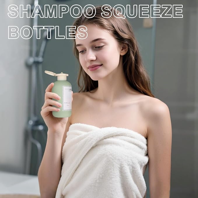 ASEVAT 6.7oz Plastic Refillable Travel Shampoo Bottles, Empty Travel Shampoo and Conditioner Bottles Reusable, Leak Proof Travel Size Shampoo Bottle, Hand Soap Dispenser for Vacation, Gym, Lotion