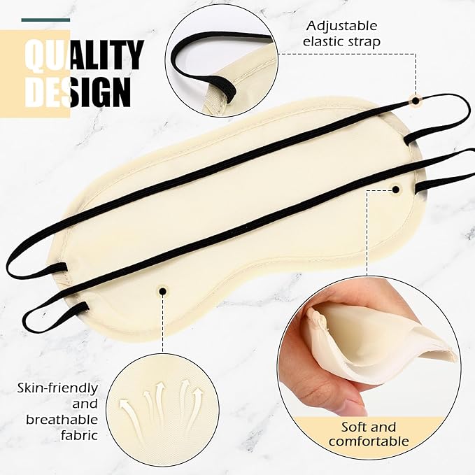 Tarpop 200 Pcs Eye Mask Sleeping Blindfold Eye Cover with Adjustable Strap for Games Party Team Building Travel Individually Wrapped Sleep Mask for Women Men (Gold)