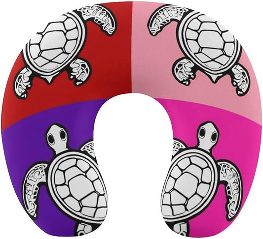 Men’s Comfort U-Shaped Neck Pillow Memory Foam Travel, Tribal Sea Turtle U-Shape, Breathable Car Airplane Support