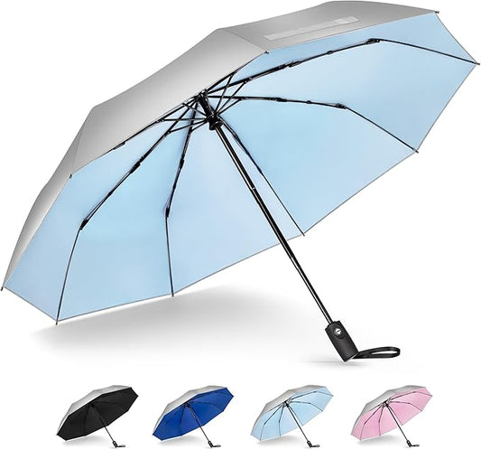 NINEMAX UV Umbrella for Sun Protection UPF 50+, 46 Inch Travel Compact Sun Umbrellas UV Blocking Small Auto Open Personal Portable for Walking