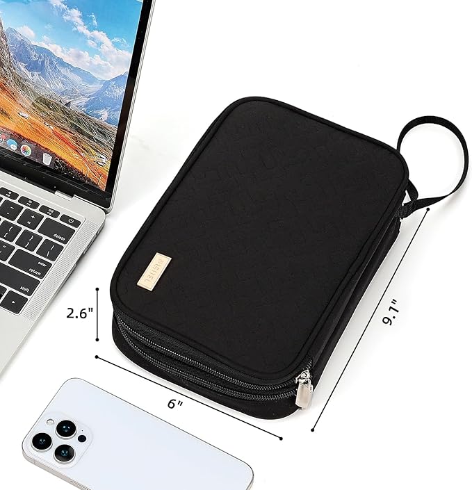 NISHEL Travel Cord Organizer Case, Large, black