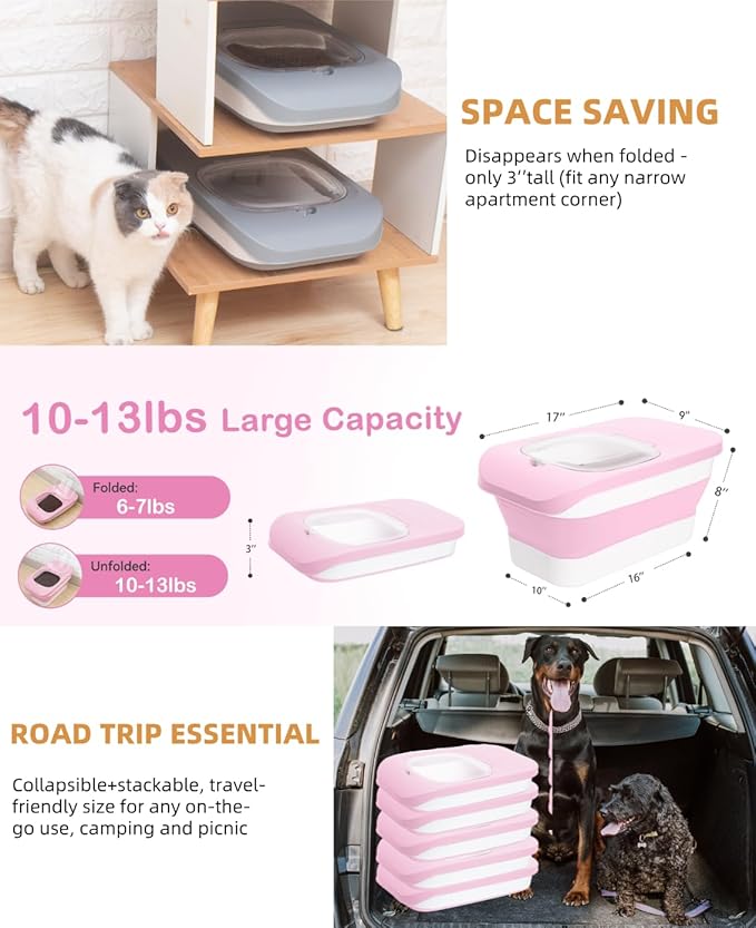 10-13 Lbs Dog Food Container, Collapsible Pet Food Storage Containers with Airtight Lid, Pet Food Scoop and Silicone Dog Bowl, Dog Food Storage Container Dry Food for Dog, Cat