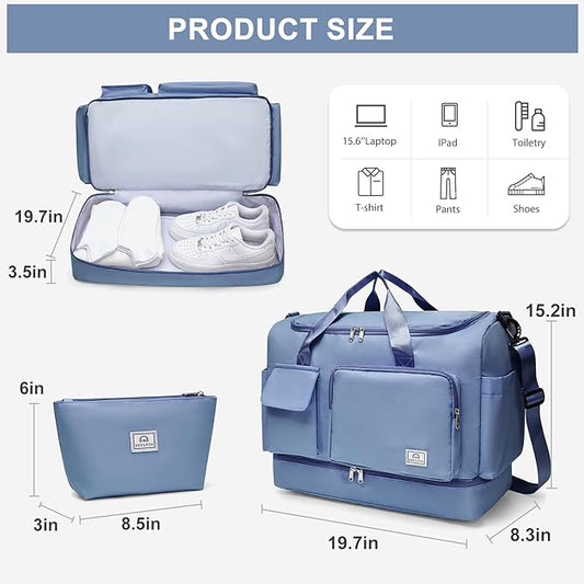 Small Gym Bag for Women, Travel Duffle Bag Carry On Weekender Bag with Shoe Compartment