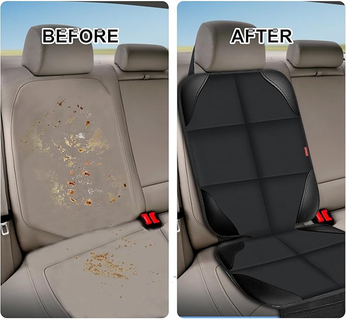 MORROLS Car Seat Protector for Child,2 Pack Car Seat Cushion,Waterproof Fabric Car Seat Covers for Non-Slip Backing Mesh Pockets for Baby,Pet,SUV, Sedan and Trunk(Black)