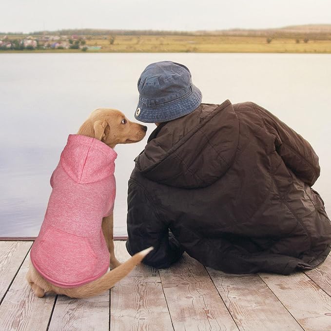 Dog Sweaters for Large Dogs,Dog Hoodie Fleece Pet Sweater Soft Clothes Sweatshirt with Pocket Pet Hoodie for Large Dogs(Pink&L)