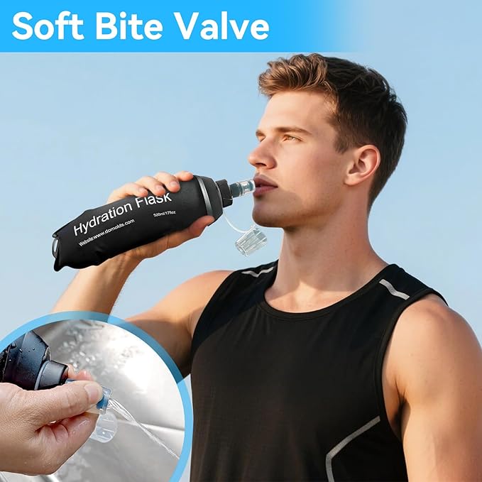 FR 150ml Soft Flask, Collapsible Soft Water Bottle for Hydration Packs - Running & Hiking Folding Water Bottle （Black）