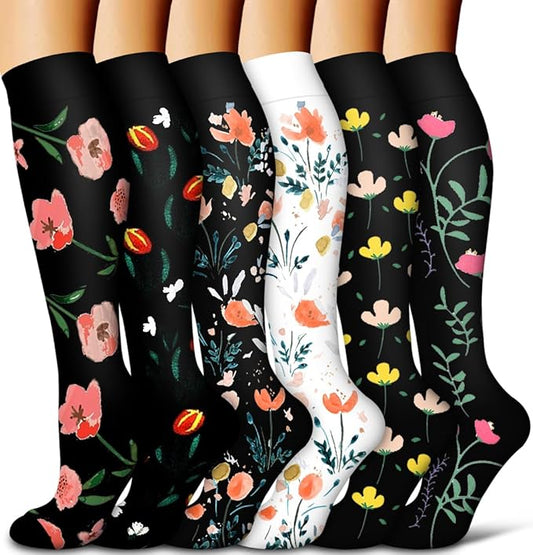 Copper Compression Socks for Women and Men(6 Pairs)-Best Support for Running, Athletic, Nursing, Travel