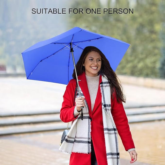 LEAGERA Compact Travel Umbrella for Purse - Flat Handle, Waterproof for Light Rain